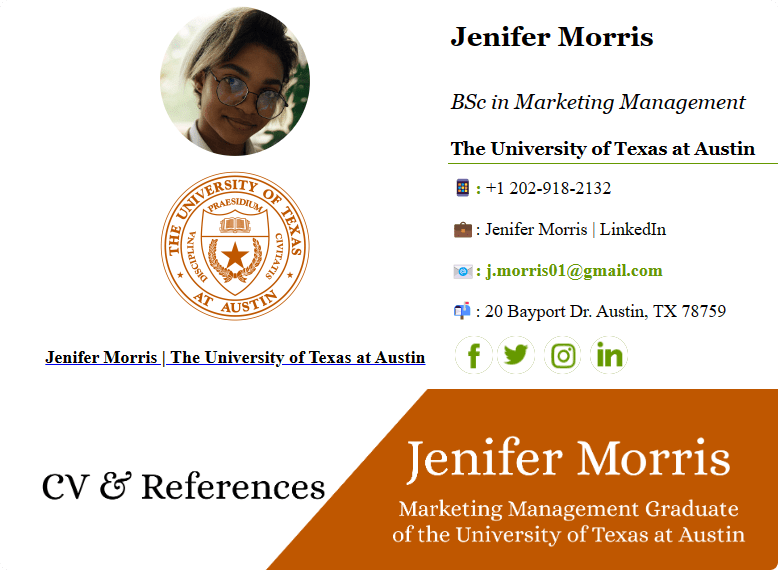 Email Signature Example of a Graduate Student of University of Texas in Austin