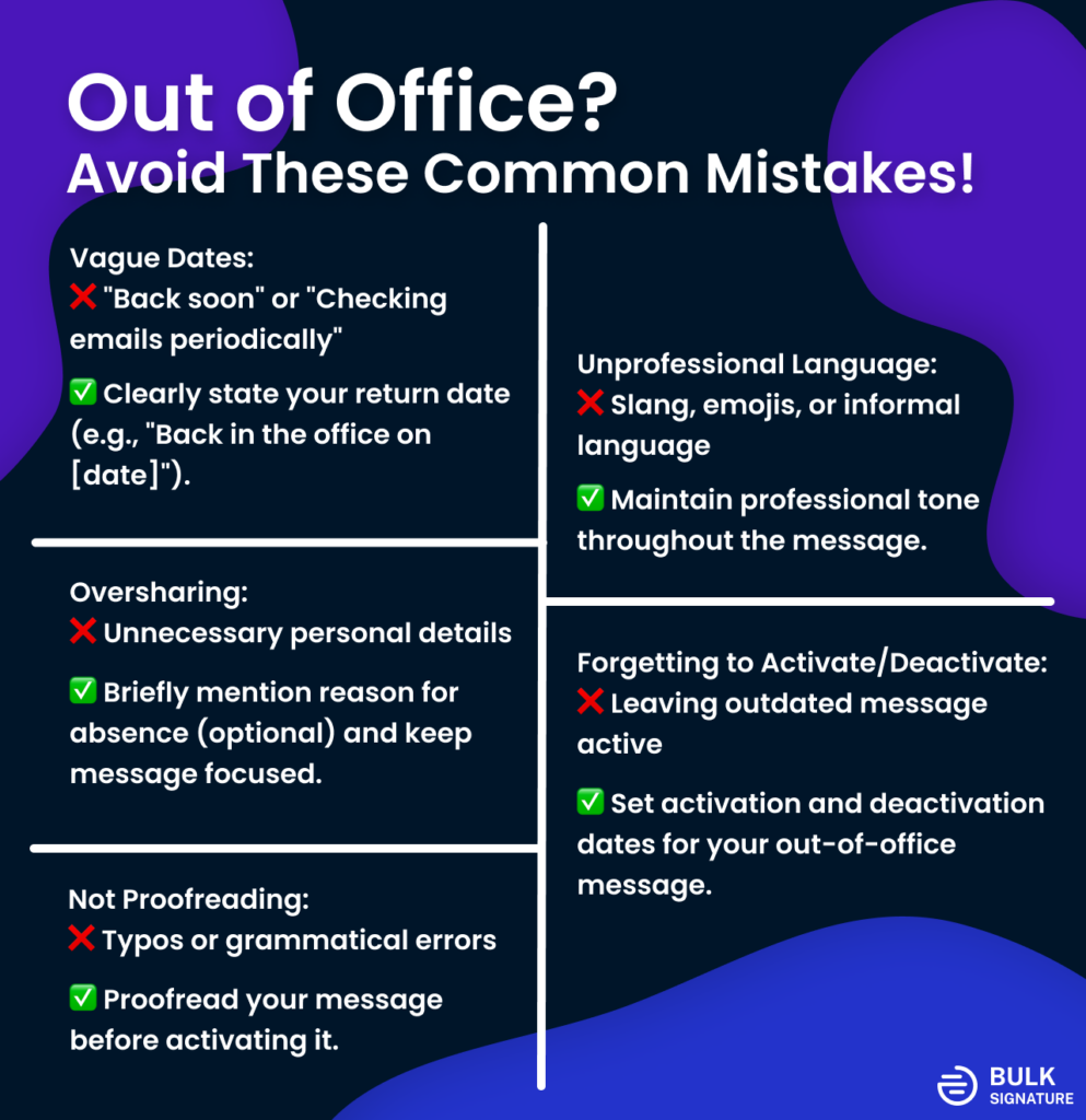 5 common mistakes in out of office email templates. Learn how to avoid them