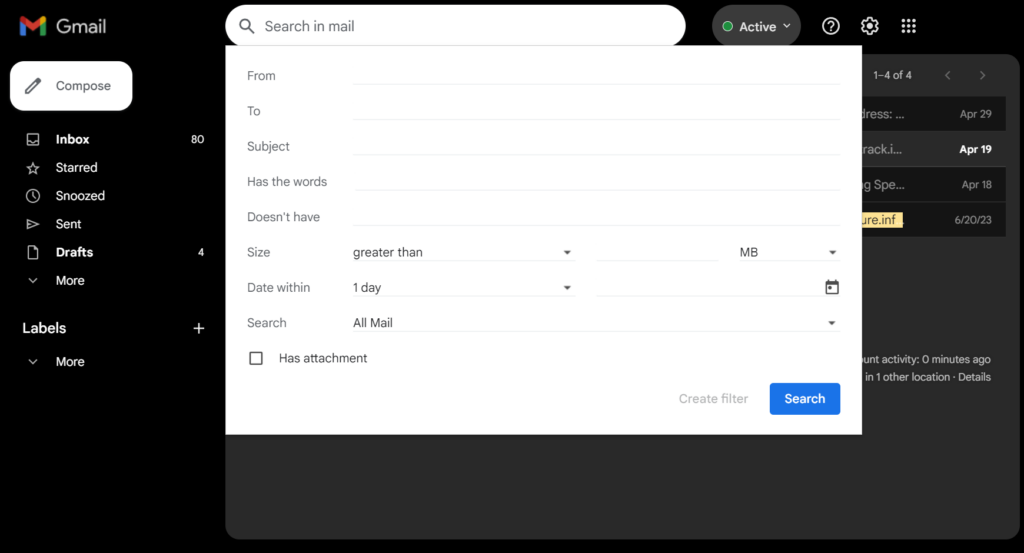 Learn how to create rules in Gmail using a Gmail search bar