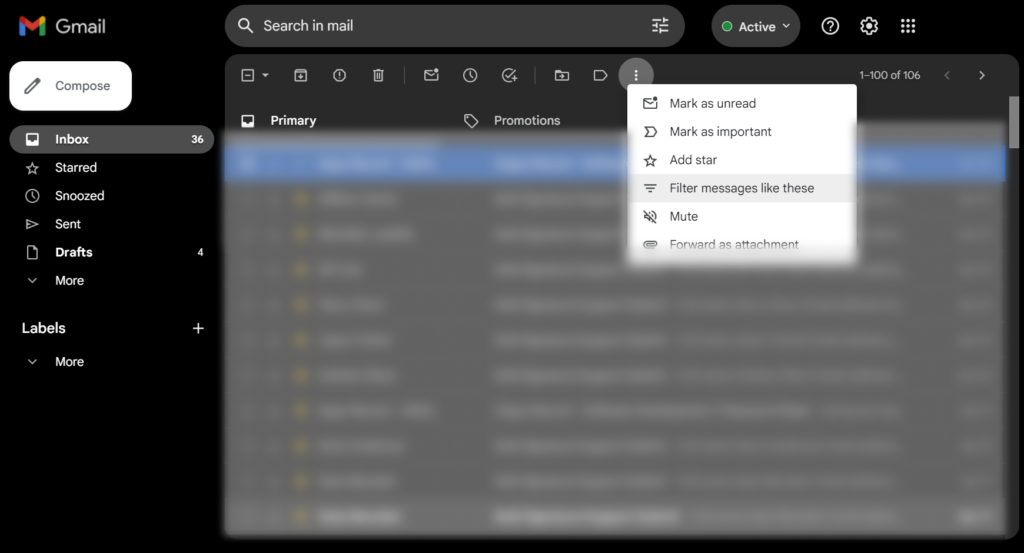 Learn how you can create Gmail rules based on the similar messages